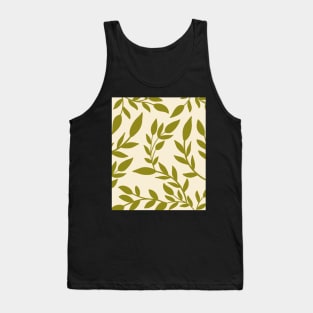 Abstract Pastel Green Botanical  Leaves Pattern Tank Top